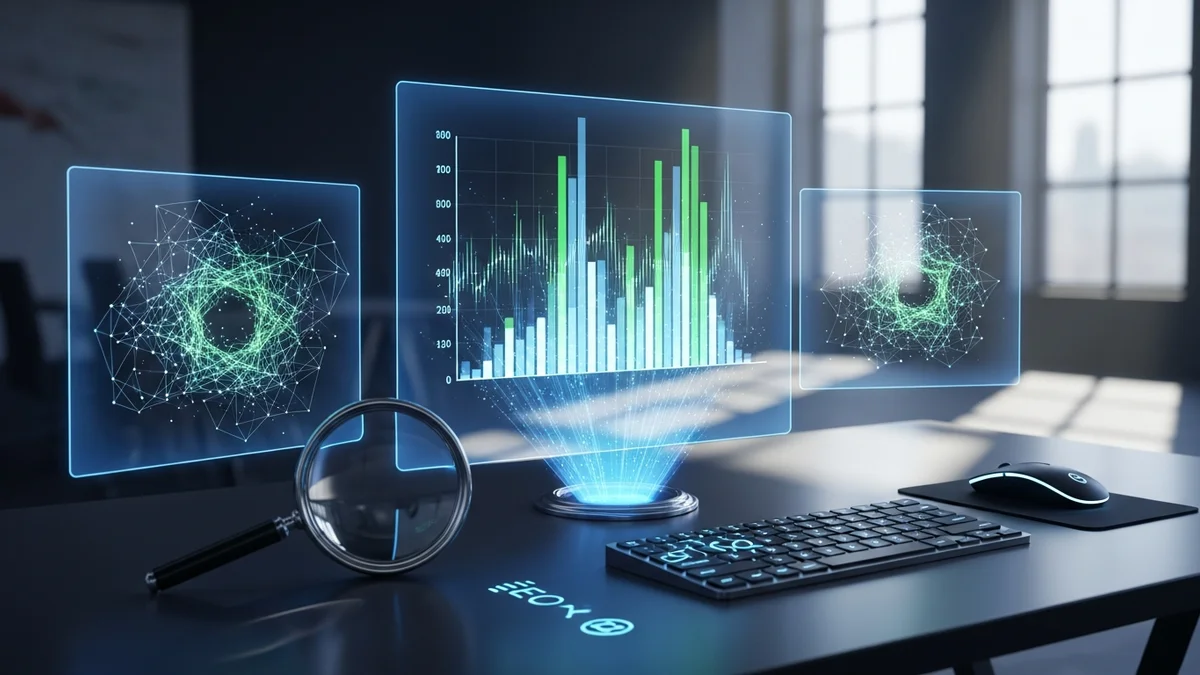 Dashboard de análise de SEO com gráficos de posição no Google e métricas de tráfego orgânico em monitor