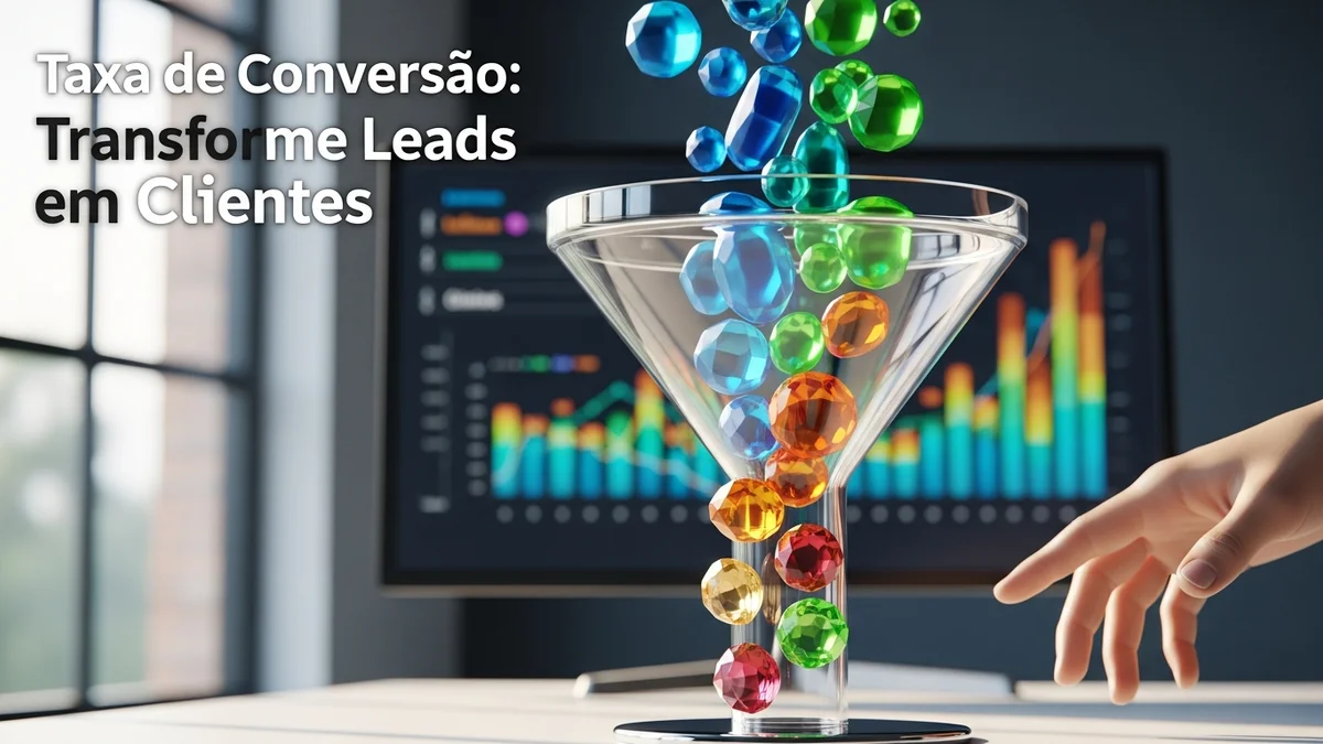 Mãos apontando para tela de dashboard com gráfico de conversão de leads subindo — análise de campanha no Google Ads