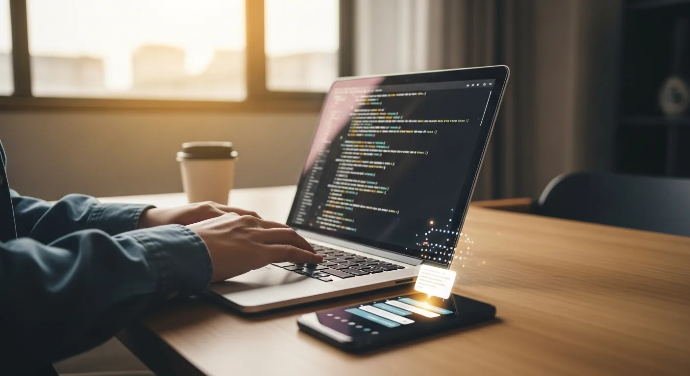 Empreendedor usando vibe coding com Claude Code no terminal — criando software sem programar