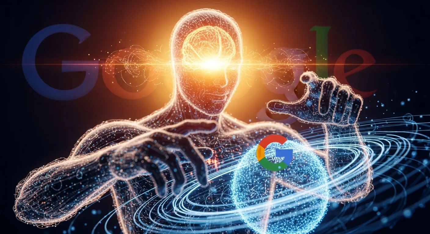 Ícone de agente de IA do Google navegando entre sites e extraindo informações